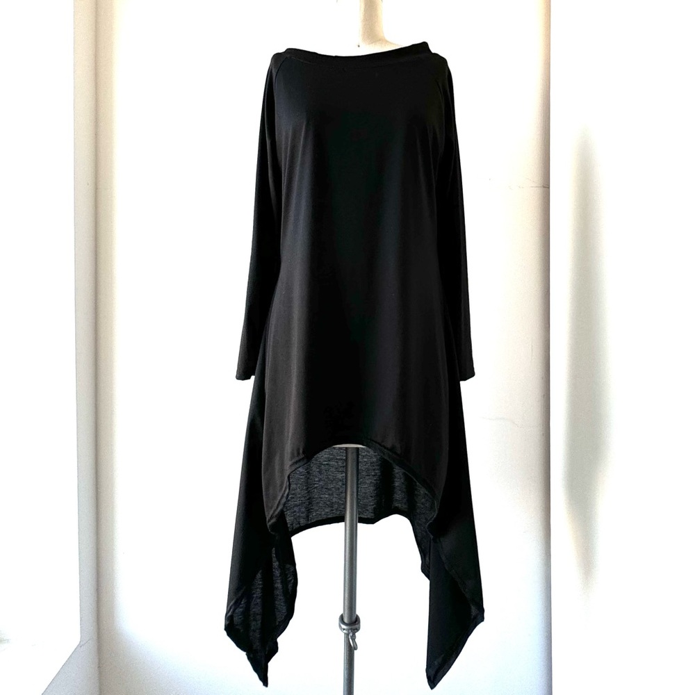 Black asymmetrical boatneck long sleeve dress  size M
